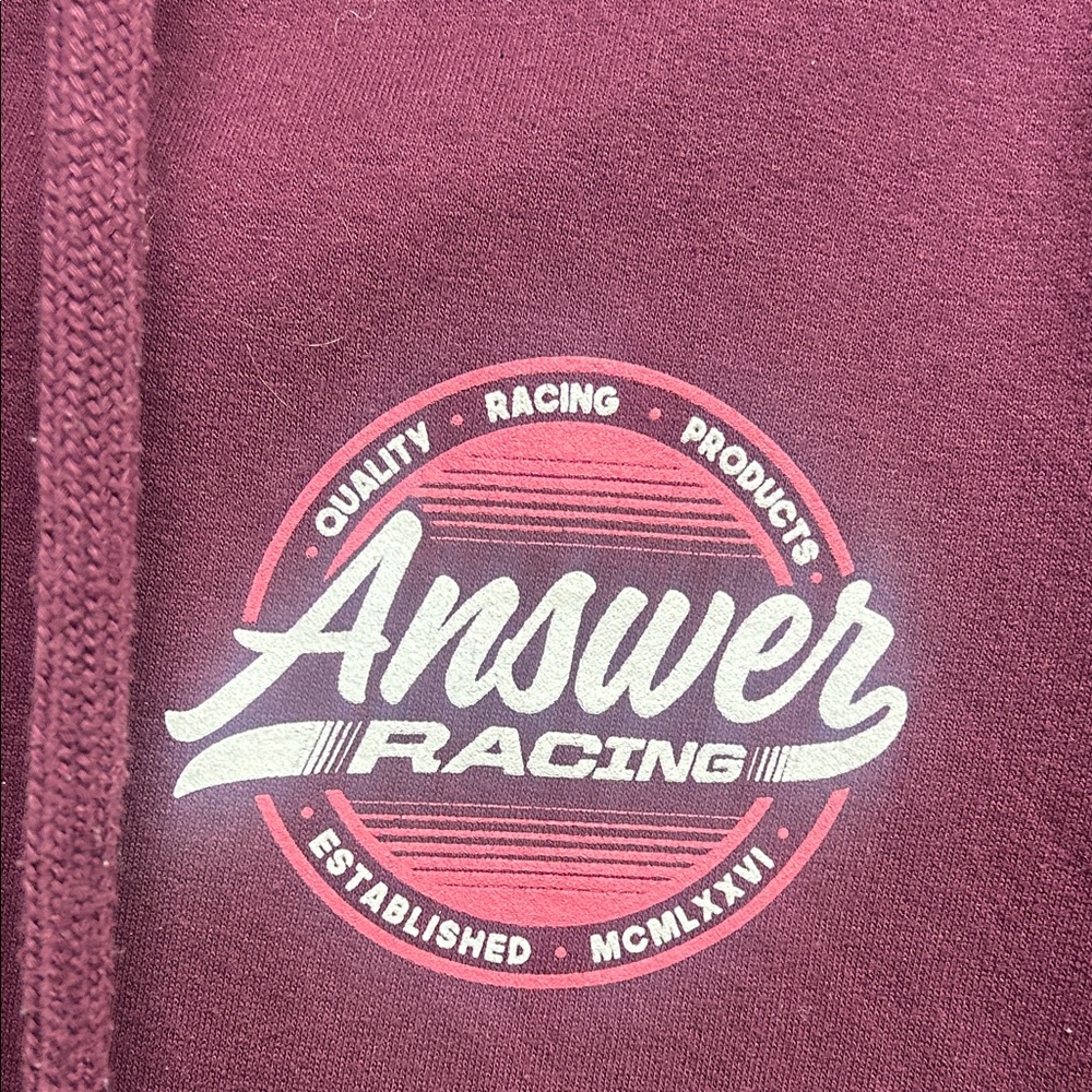 Answer Racing Maroon Hoodie with Logo - Picture 2 of 3